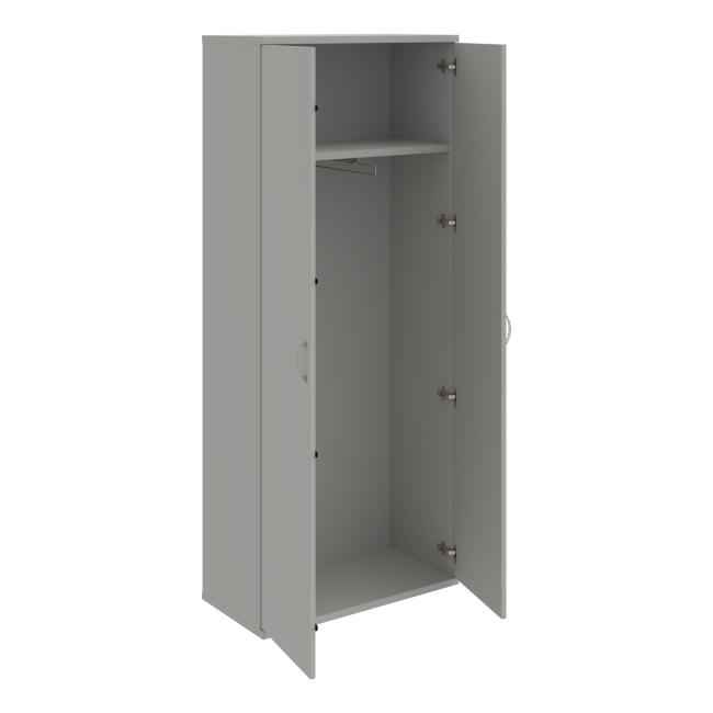 Stabiler Kleiderschrank mit Regalböden, 80x192x40 cm, grau/grau