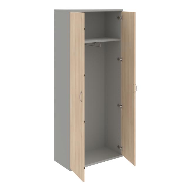 [ON580018] Stabiler Kleiderschrank mit Regalböden, 80x192x40 cm, Akazie/Grau