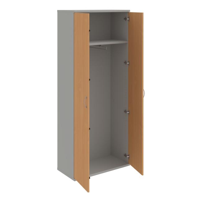 Stabiler Kleiderschrank mit Regalböden, 80x192x40 cm, Buche/Grau