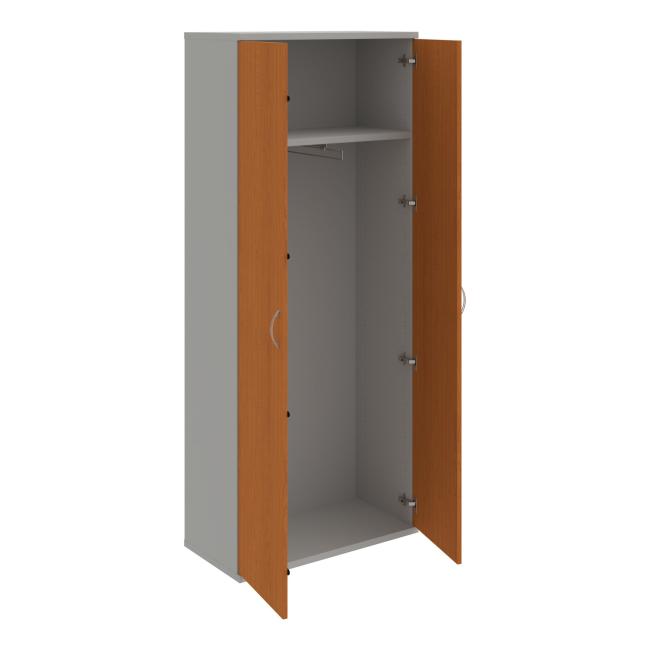 Stabiler Kleiderschrank mit Regalböden, 80x192x40 cm, Kirsche/Grau