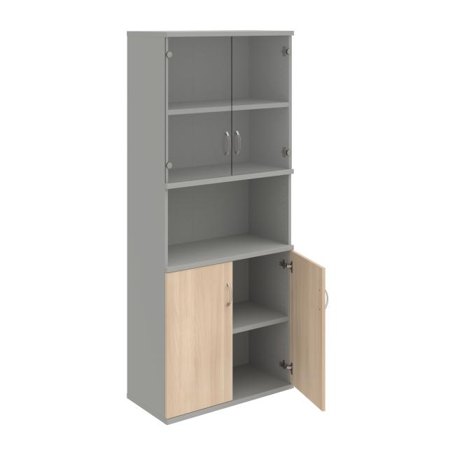 Stabiles Regal, 80 x 192 x 40 cm, Akazie/Grau