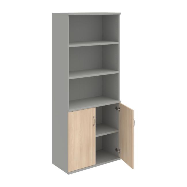 Stabiles Regal, 80 x 192 x 40 cm, Akazie/Grau