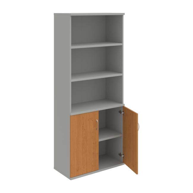 Stabiles Regal, 80 x 192 x 40 cm, Erle/Grau
