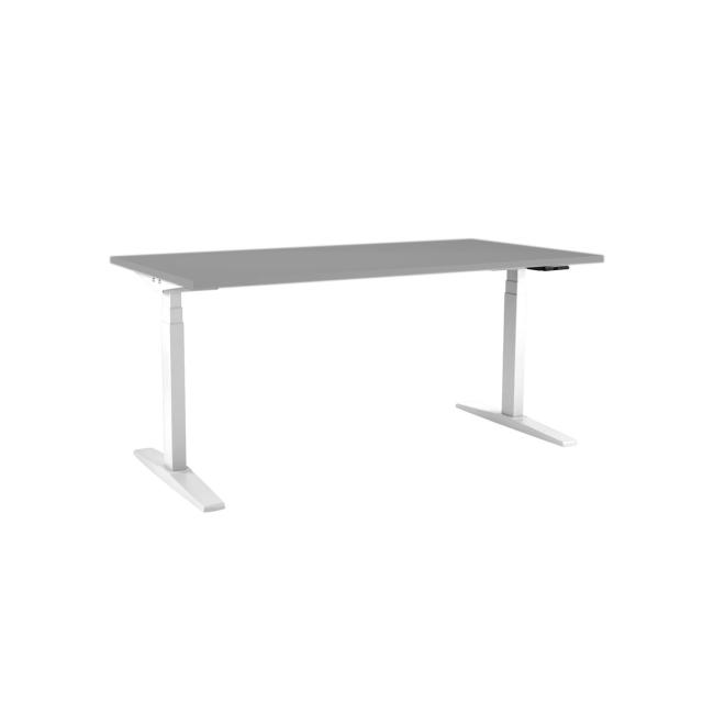 [AN200005] Höhenverstellbarer Tisch BASIC, 2 Motoren, 138 x 80 cm, weißes Gestell + graue Tischplatte