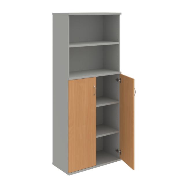 Stabiles Regal, 80x192x40 cm, Buche/Grau