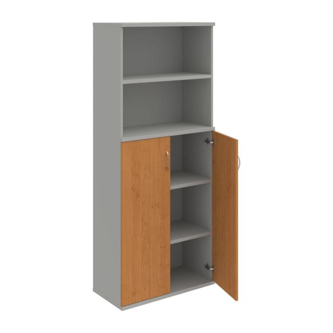 Stabiles Regal, 80 x 192 x 40 cm, Erle/Grau