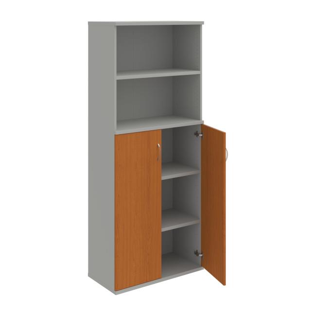 Stabiles Regal, 80 x 192 x 40 cm, Kirsche/Grau
