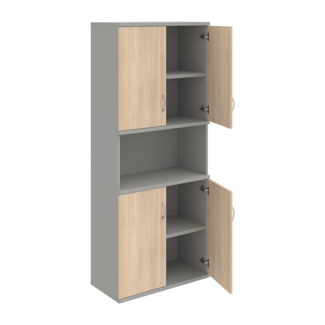 Stabiles Regal, 80 x 192 x 40 cm, Akazie/Grau