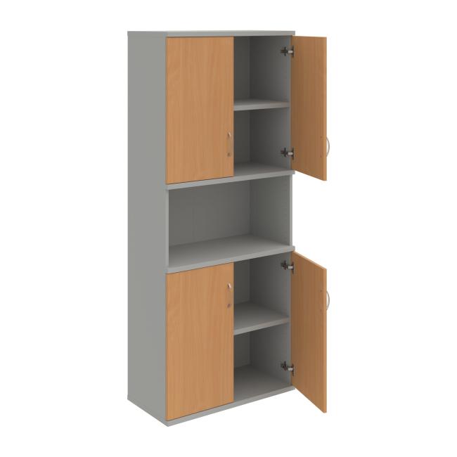 Stabiles Regal, 80x192x40 cm, Buche/Grau