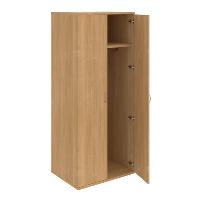 [ON580614] Stabiler Kleiderschrank mit Regalböden, 80x192x60 cm, Eiche/Eiche