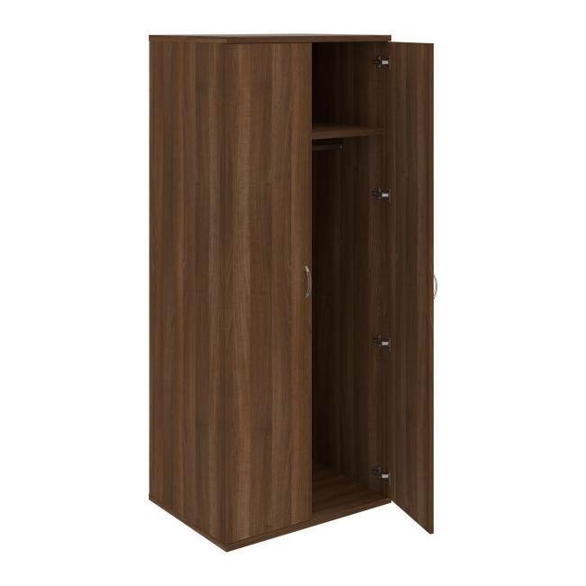 [ON580616] Stabiler Kleiderschrank mit Regalböden, 80 x 192 x 60 cm, Nussbaum/Nussbaum