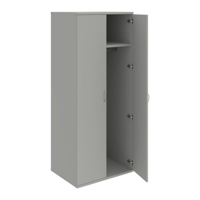 [ON580617] Stabiler Kleiderschrank mit Regalböden, 80x192x60 cm, grau/grau