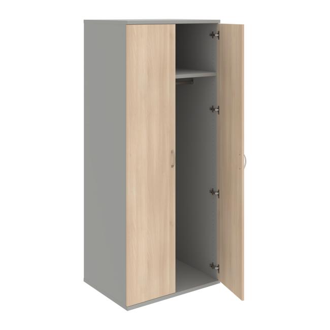 [ON580618] Stabiler Kleiderschrank mit Regalböden, 80x192x60 cm, Akazie/Grau