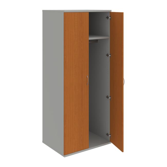 [ON580658] Stabiler Kleiderschrank mit Regalböden, 80x192x60 cm, Kirsche/Grau