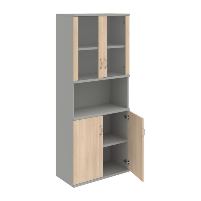 Stabiles Regal, 80 x 192 x 40 cm, Akazie/Grau