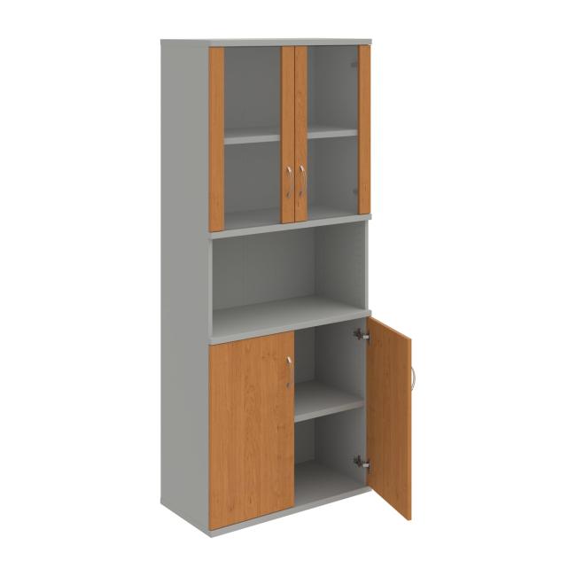 Stabiles Regal, 80 x 192 x 40 cm, Erle/Grau
