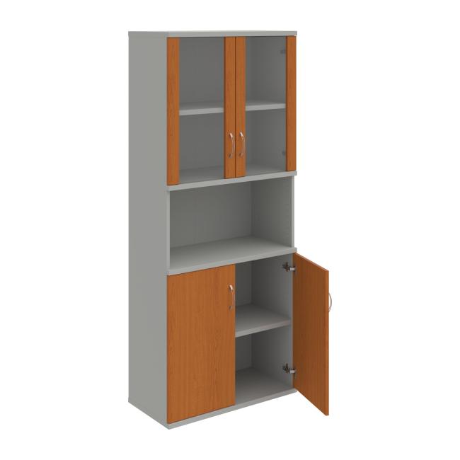 Stabiles Regal, 80 x 192 x 40 cm, Kirsche/Grau