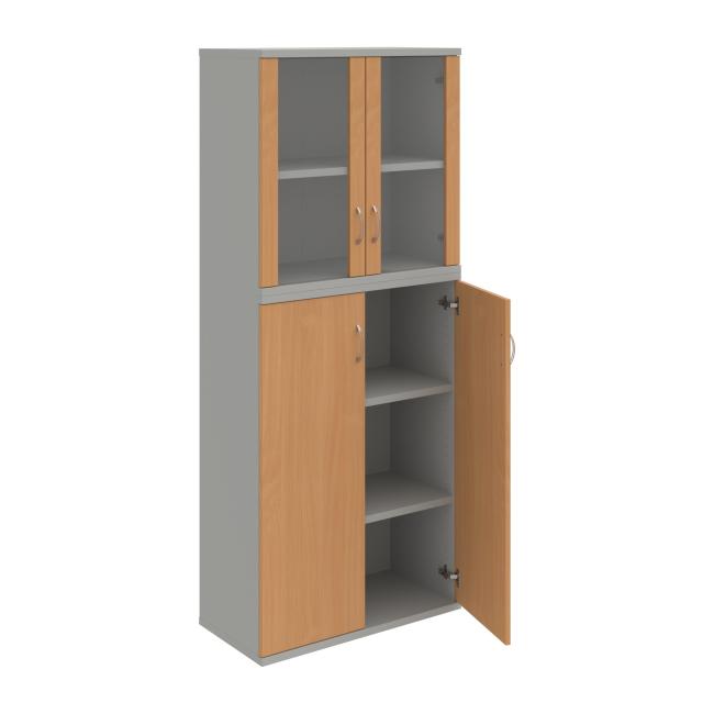 Stabiles Regal, 80x192x40 cm, Buche/Grau