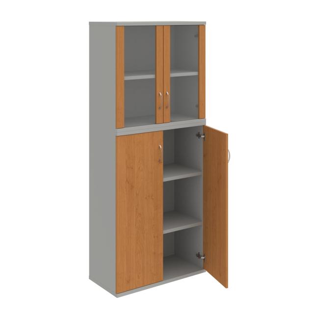 Stabiles Regal, 80 x 192 x 40 cm, Erle/Grau