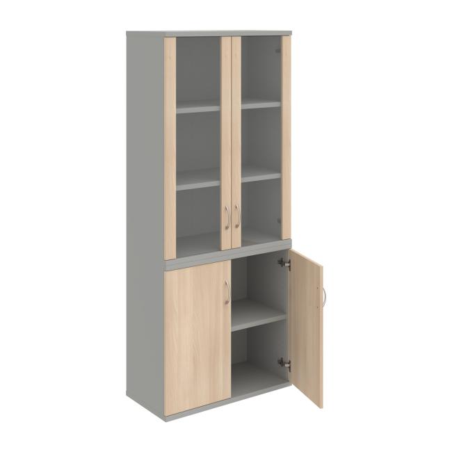 Stabiles Regal, 80 x 192 x 40 cm, Akazie/Grau