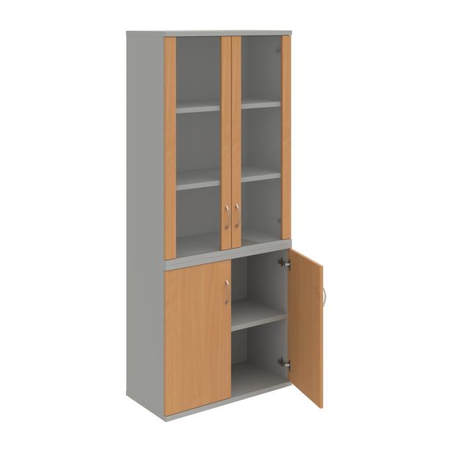 Stabiles Regal, 80x192x40 cm, Buche/Grau