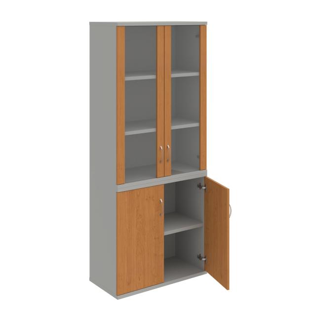 Stabiles Regal, 80 x 192 x 40 cm, Erle/Grau