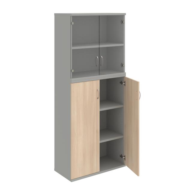 Stabiles Regal, 80 x 192 x 40 cm, Akazie/Grau