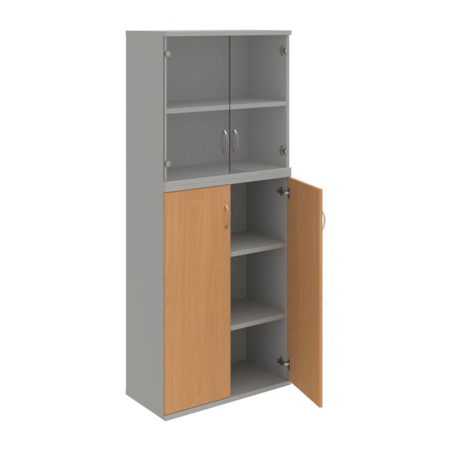 Stabiles Regal, 80x192x40 cm, Buche/Grau