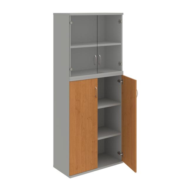 Stabiles Regal, 80 x 192 x 40 cm, Erle/Grau