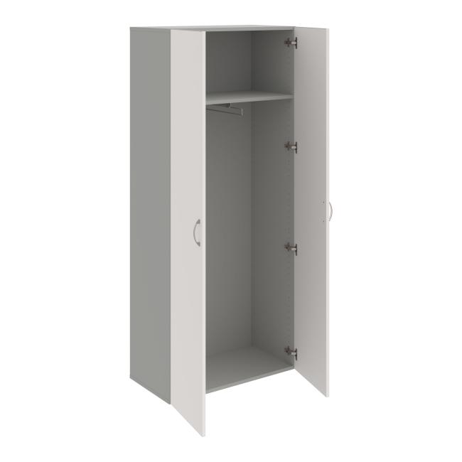 [ON800098] Kleiderschrank Drive mit Regalböden, 80x185x42 cm, weiß/grau