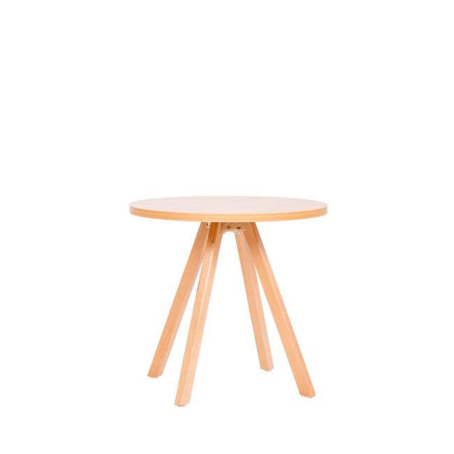 Couchtisch aus Holz, Höhe 55,5 cm, Durchmesser 60 cm, Buchenplatte + Buchengestell