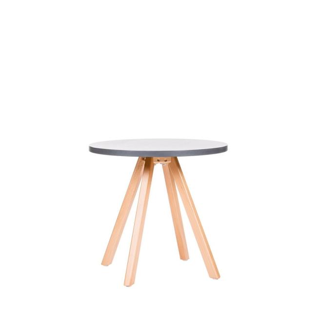 Couchtisch aus Holz, Höhe 55,5 cm, Durchmesser 60 cm, anthrazitfarbene Tischplatte + Buchengestell