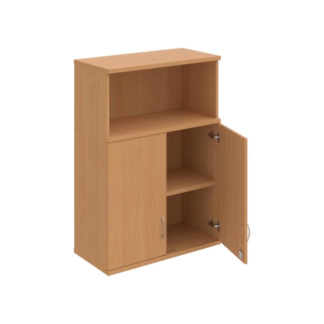 [ON802322] Stabiler Regalschrank, abschließbar, oben, 80 x 115,2 x 40 cm, Buche/Buche