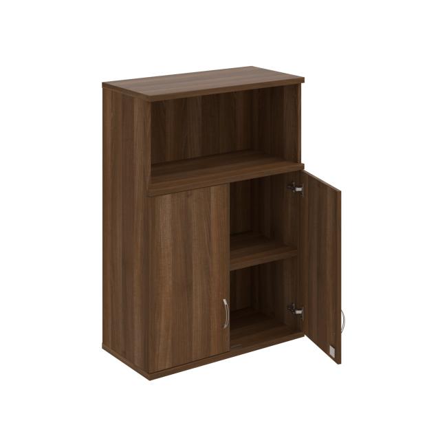 [ON802377] Stabiler Regalschrank, abschließbar, oben, 80 x 115,2 x 40 cm, Nussbaum/Nussbaum