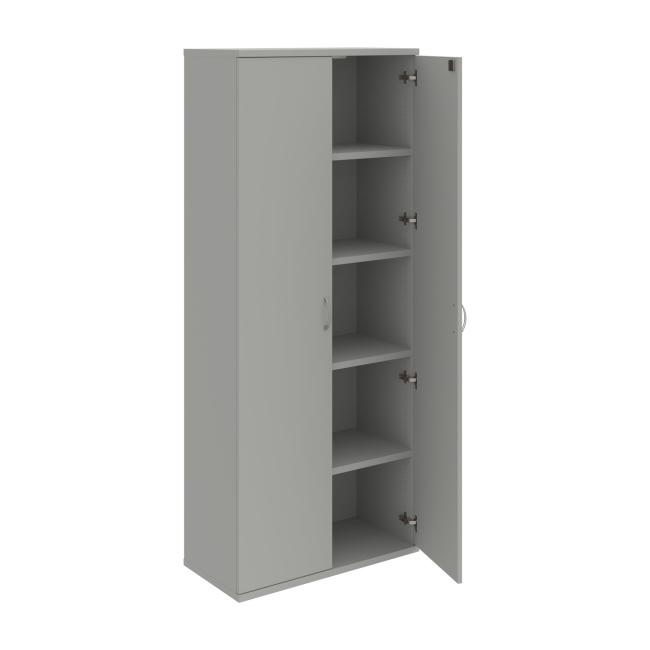 Stabiles Regal, abschließbar, 80 x 192 x 40 cm, grau/grau