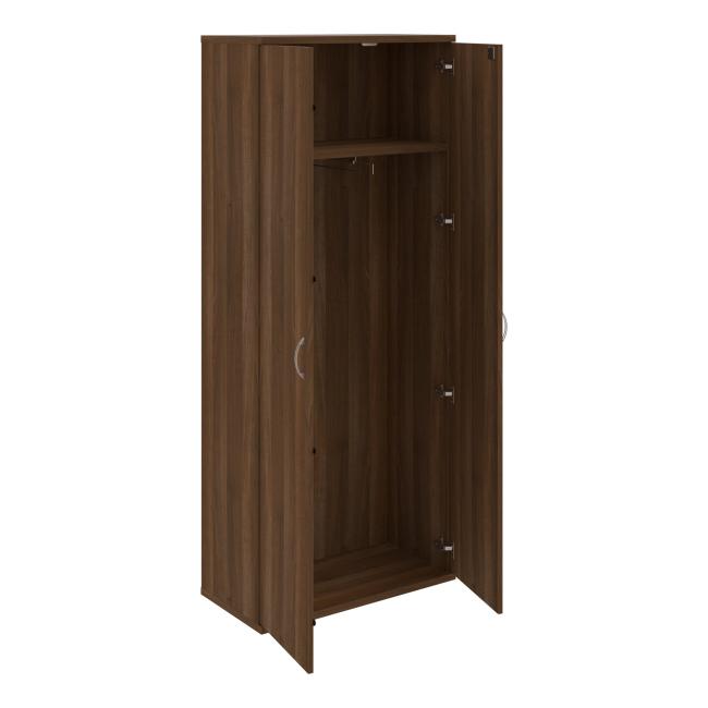 Kleiderschrank Strong, abschließbar, 80 x 192 x 40 cm, Nussbaum/Nussbaum
