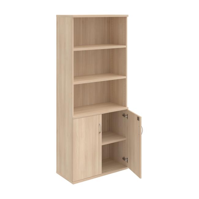 [ON803111] Stabiles Regal, abschließbar, 80 x 192 x 40 cm, Akazie/Akazie