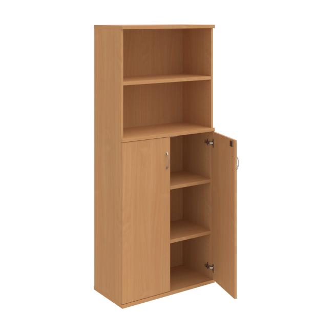Stabiles Regal, abschließbar, 80 x 192 x 40 cm, Buche/Buche
