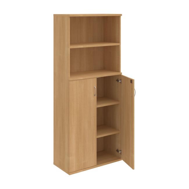 Stabiles Regal, abschließbar, 80 x 192 x 40 cm, Eiche/Eiche