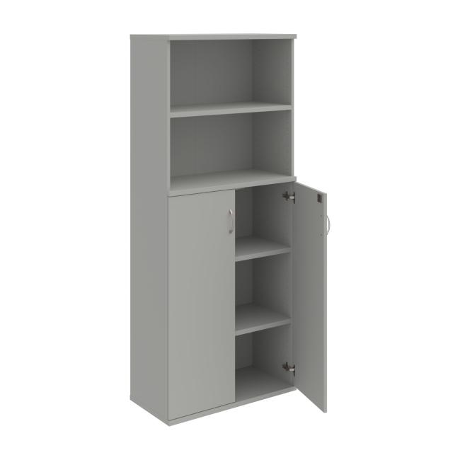 Stabiles Regal, abschließbar, 80 x 192 x 40 cm, grau/grau