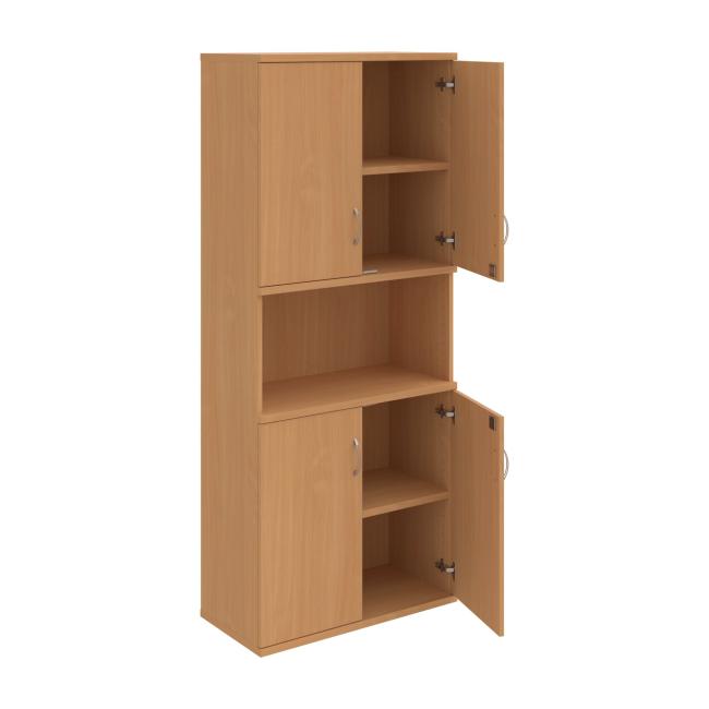 Stabiles Regal, abschließbar, 80 x 192 x 40 cm, Buche/Buche
