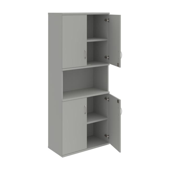 Stabiles Regal, abschließbar, 80 x 192 x 40 cm, grau/grau