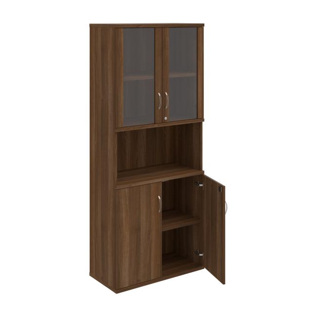 Stabiles Regal, abschließbar, 80 x 192 x 40 cm, Nussbaum/Nussbaum