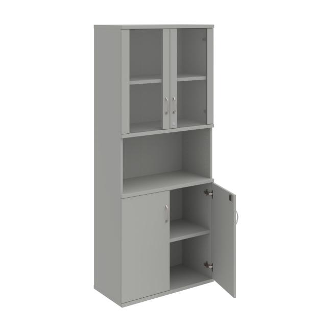 Stabiles Regal, abschließbar, 80 x 192 x 40 cm, grau/grau