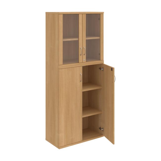 Stabiles Regal, abschließbar, 80 x 192 x 40 cm, Eiche/Eiche