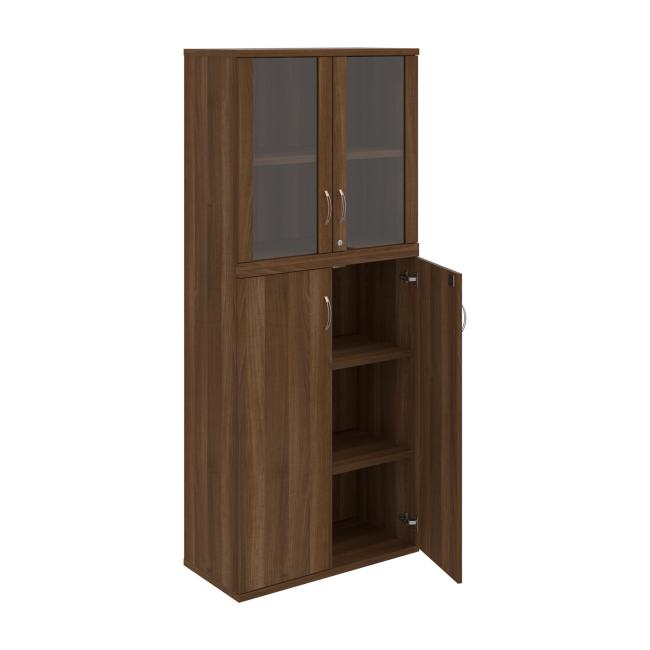 Stabiles Regal, abschließbar, 80 x 192 x 40 cm, Nussbaum/Nussbaum