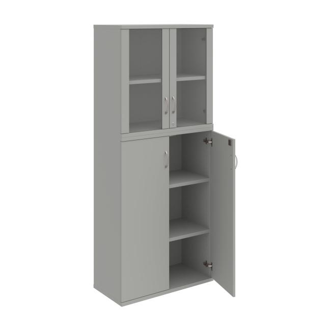 Stabiles Regal, abschließbar, 80 x 192 x 40 cm, grau/grau