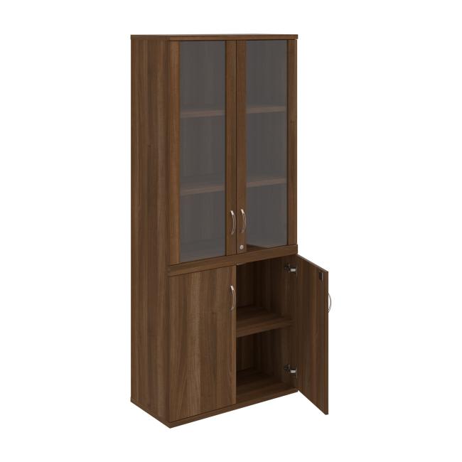Stabiles Regal, abschließbar, 80 x 192 x 40 cm, Nussbaum/Nussbaum