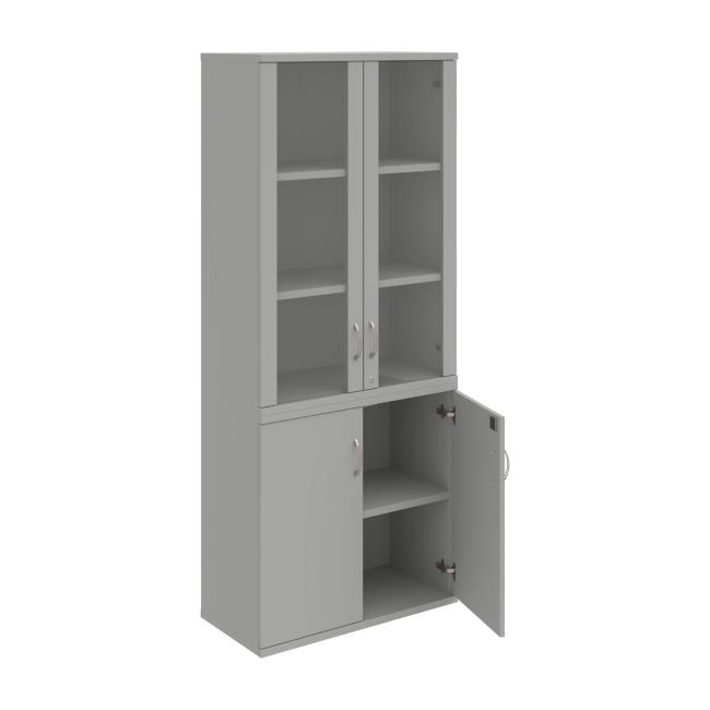 Stabiles Regal, abschließbar, 80 x 192 x 40 cm, grau/grau