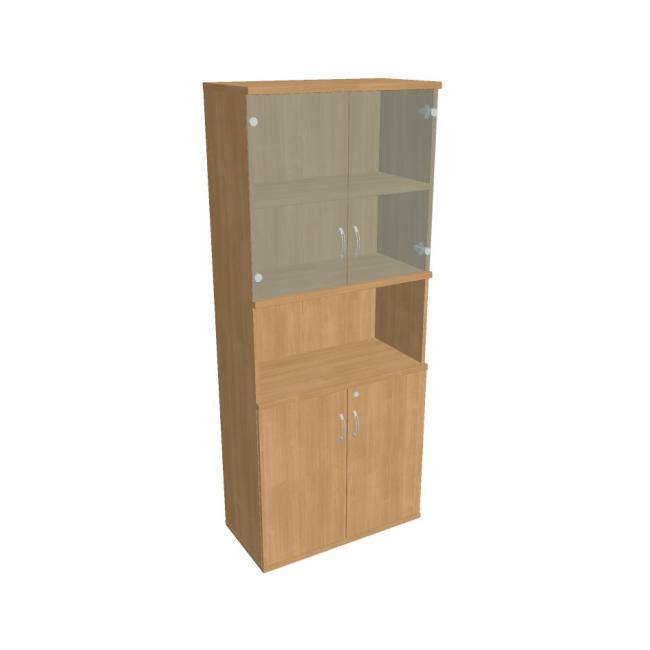 [ON803844] Stabiles Regal, abschließbar, 80 x 192 x 40 cm, Eiche/Eiche